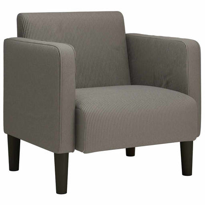 Fauteuil met armleuningen 54 cm corduroy stof lichtgrijs