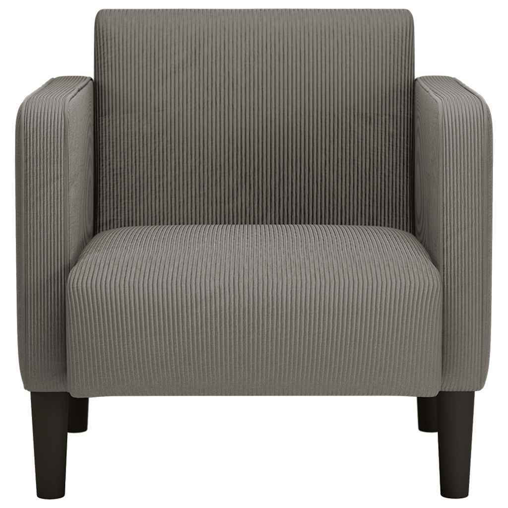 Fauteuil met armleuningen 54 cm corduroy stof lichtgrijs