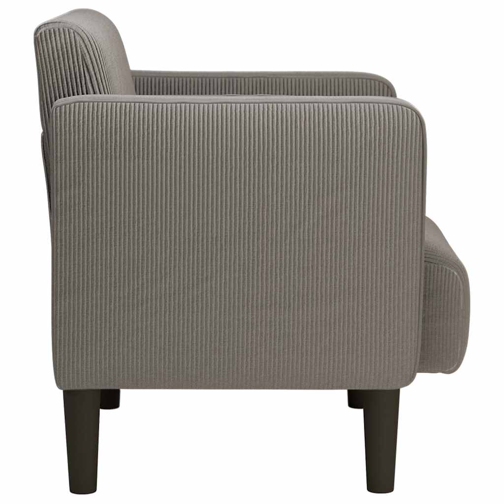 Fauteuil met armleuningen 54 cm corduroy stof lichtgrijs