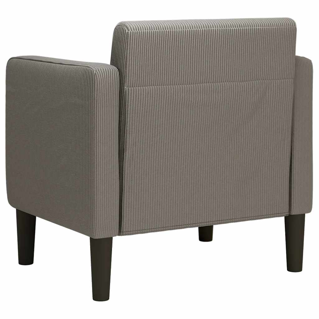 Fauteuil met armleuningen 54 cm corduroy stof lichtgrijs