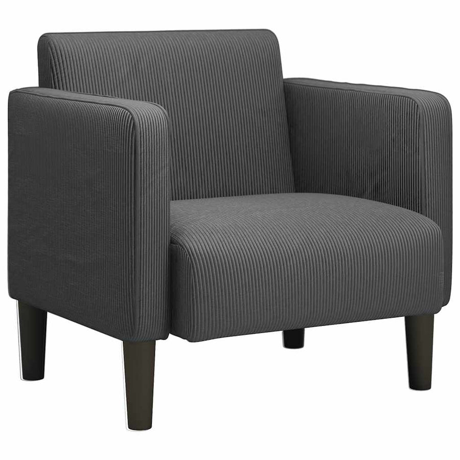Fauteuil met armleuningen 54 cm corduroy stof donkergrijs