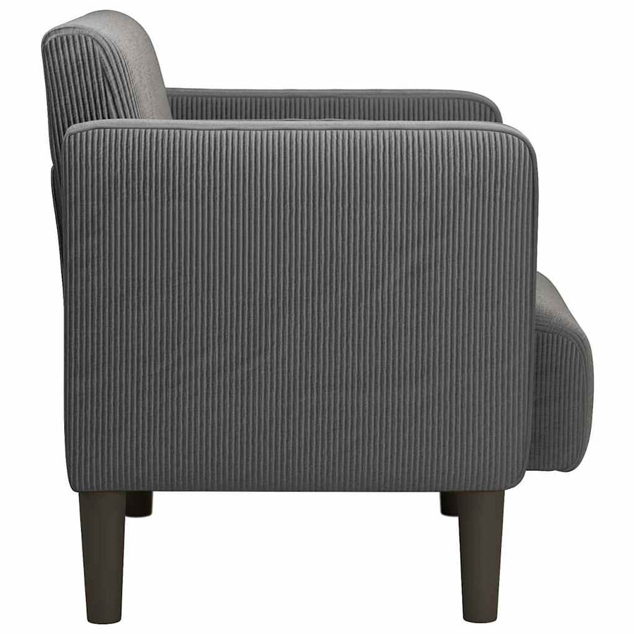 Fauteuil met armleuningen 54 cm corduroy stof donkergrijs