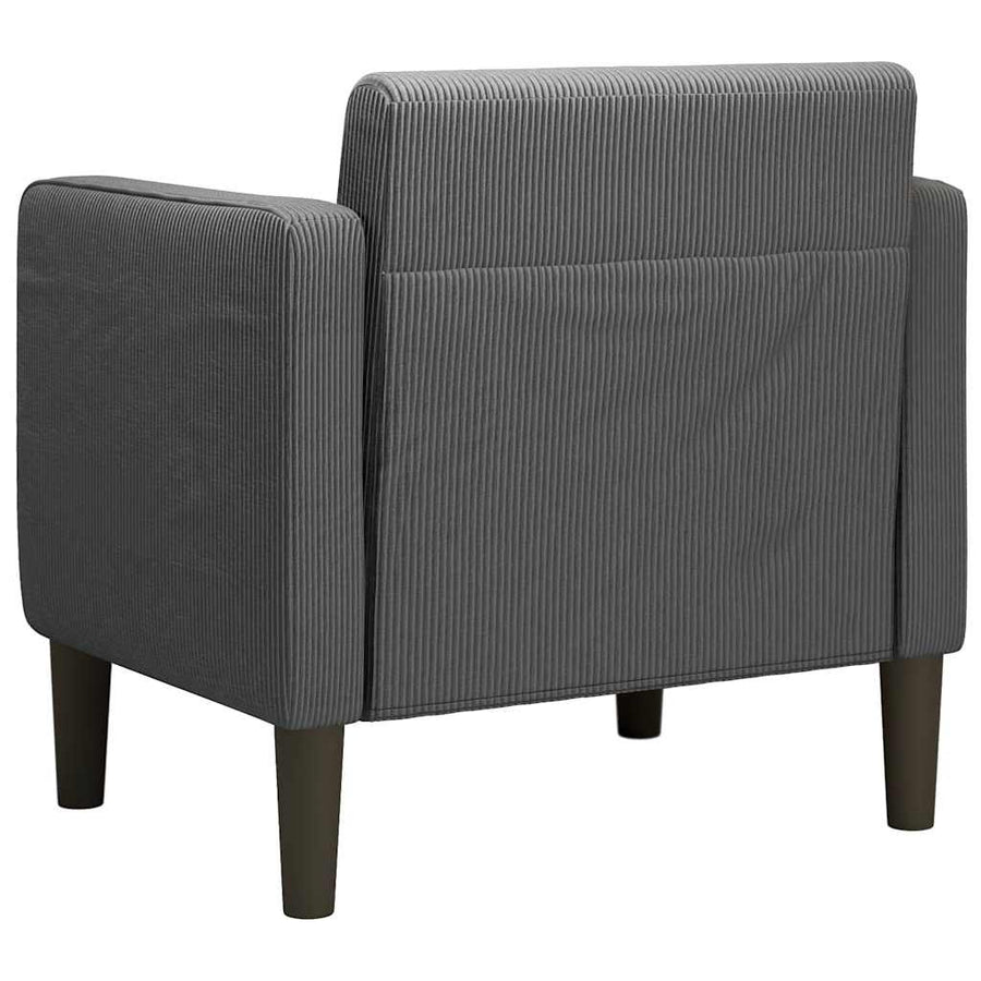 Fauteuil met armleuningen 54 cm corduroy stof donkergrijs