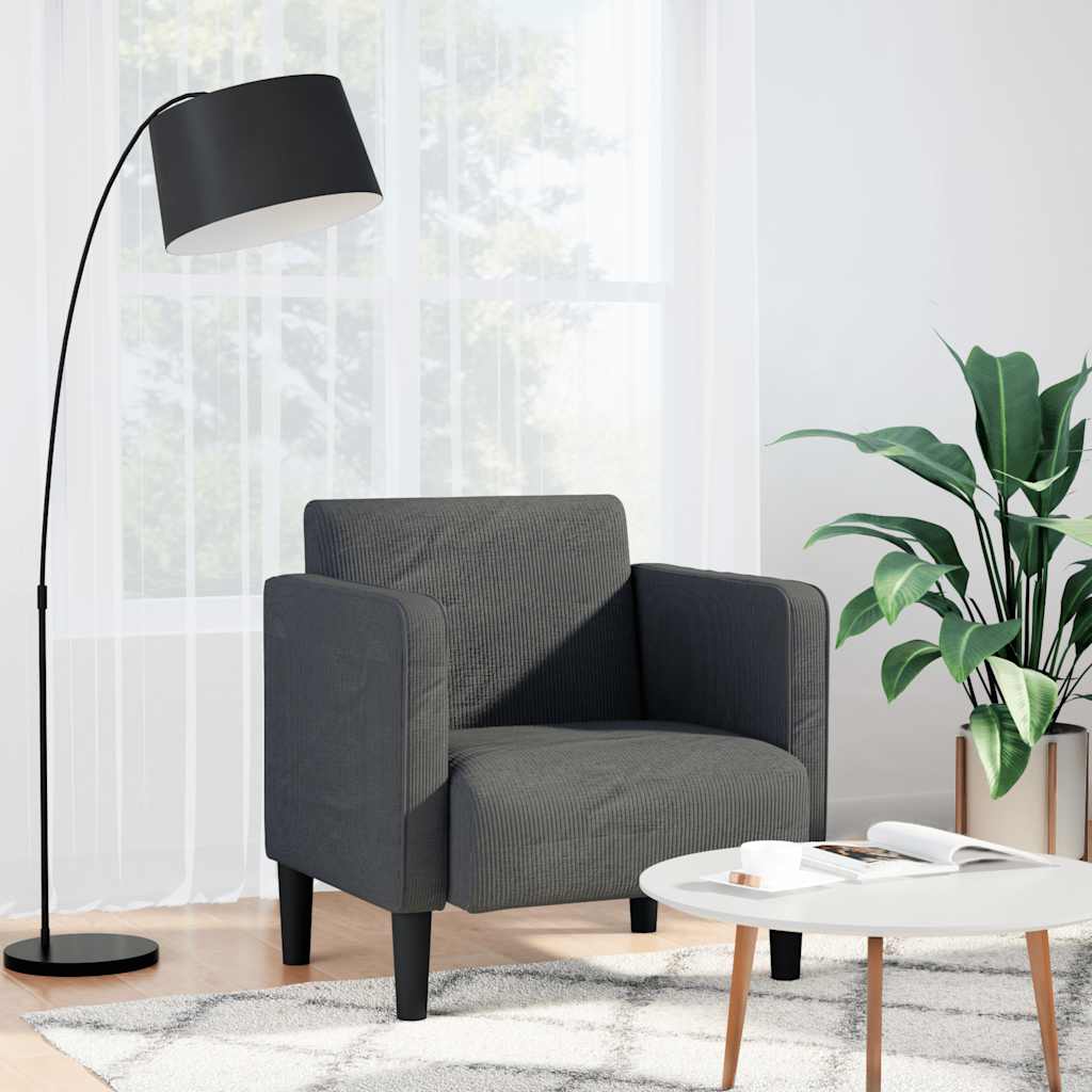 Fauteuil met armleuningen 54 cm corduroy stof donkergrijs