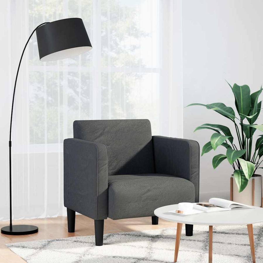 Fauteuil met armleuningen 54 cm corduroy stof donkergrijs