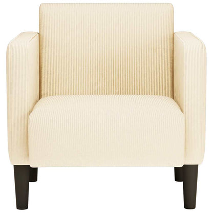Fauteuil met armleuningen 54 cm corduroy stof crèmekleurig