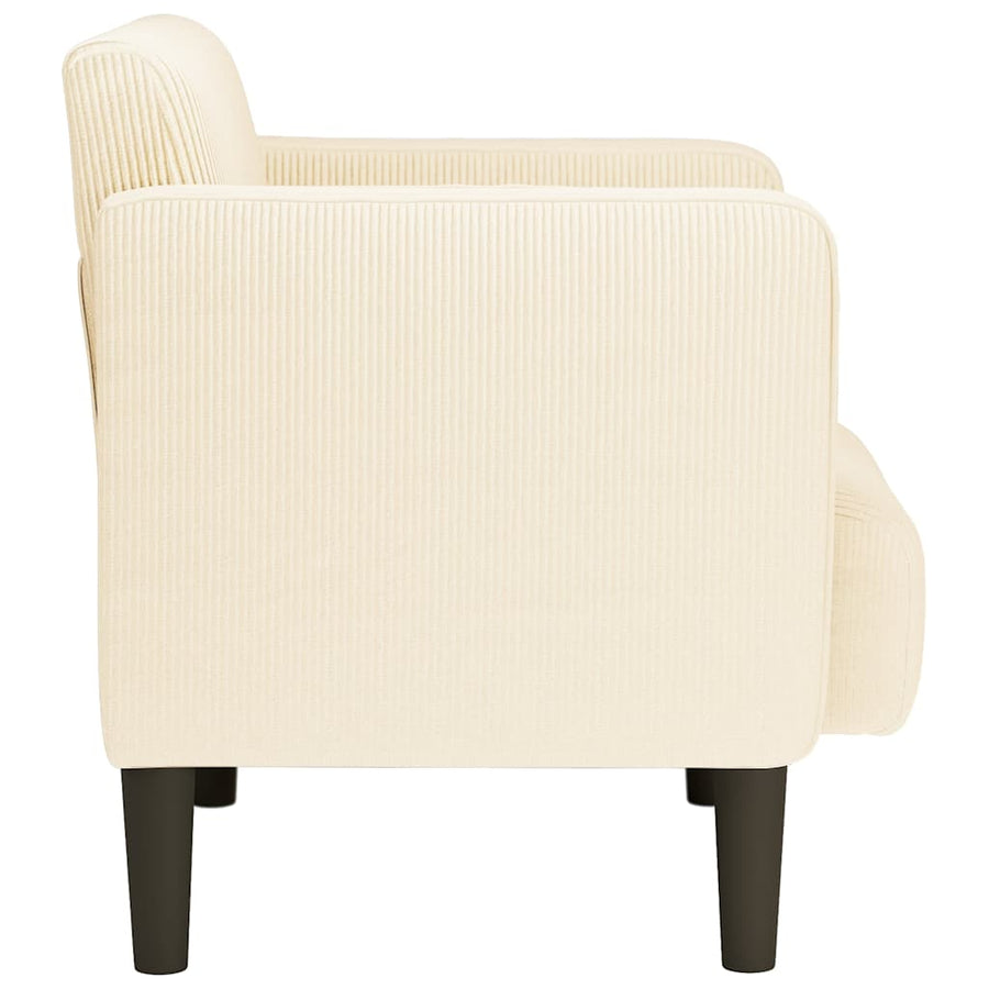 Fauteuil met armleuningen 54 cm corduroy stof crèmekleurig