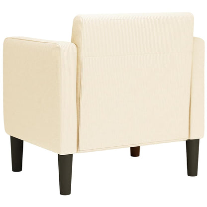 Fauteuil met armleuningen 54 cm corduroy stof crèmekleurig