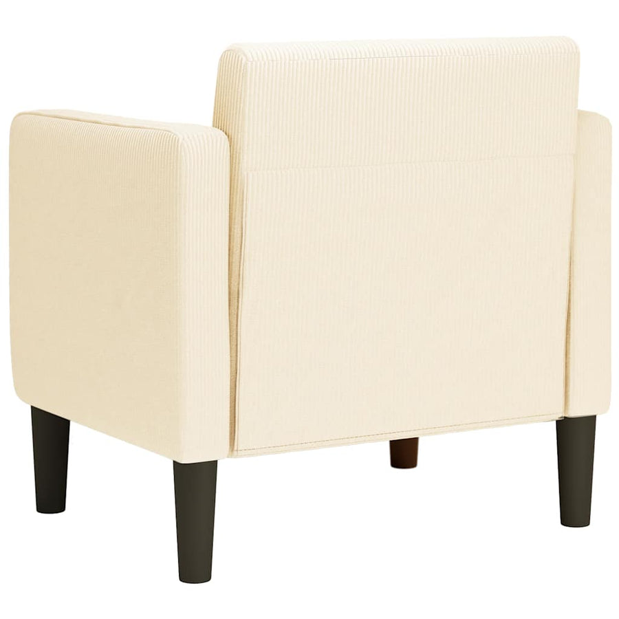 Fauteuil met armleuningen 54 cm corduroy stof crèmekleurig
