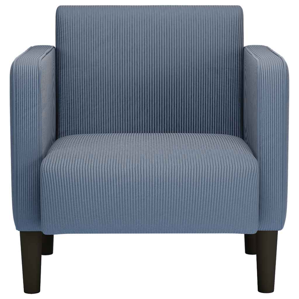 Fauteuil met armleuningen 54 cm corduroy stof blauw