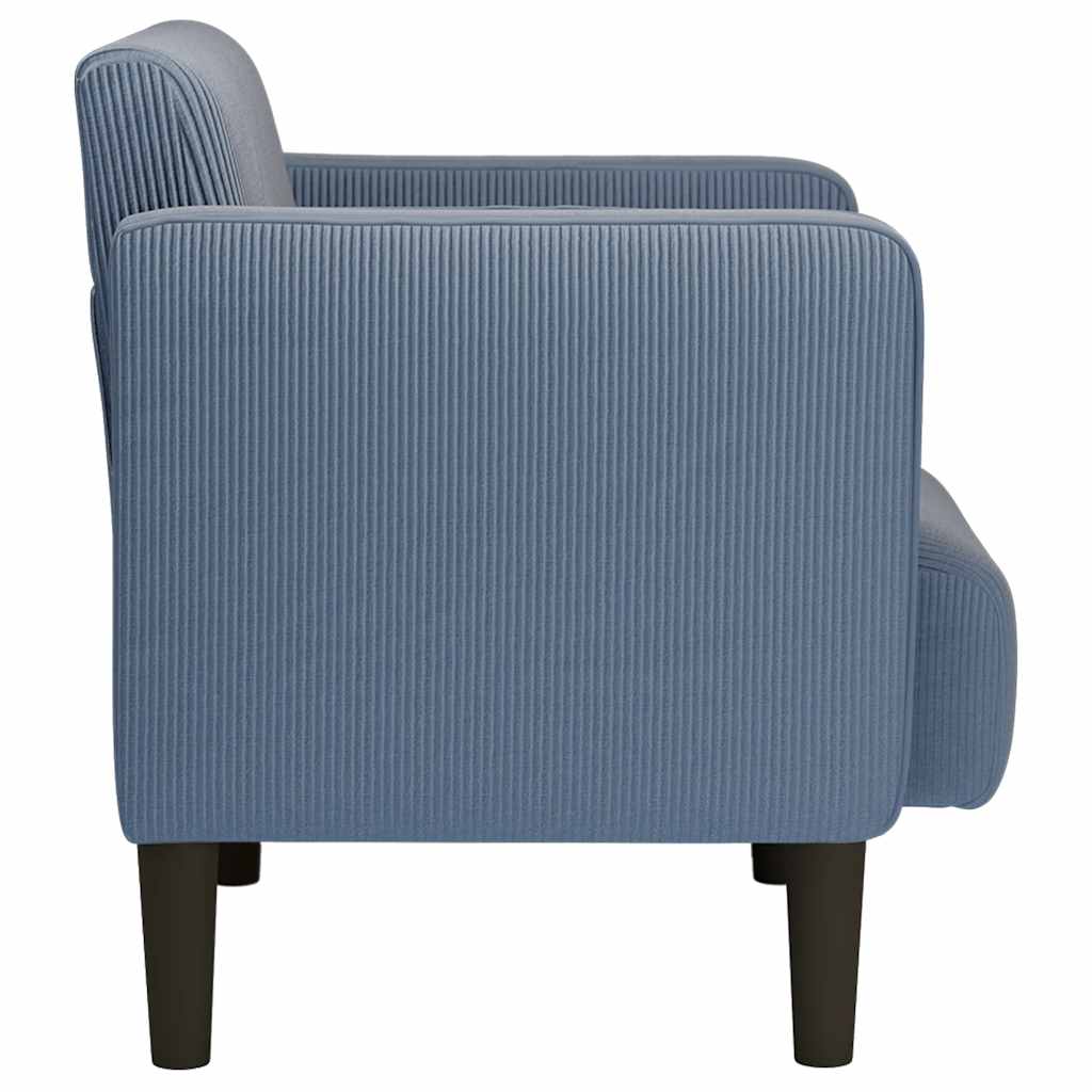 Fauteuil met armleuningen 54 cm corduroy stof blauw