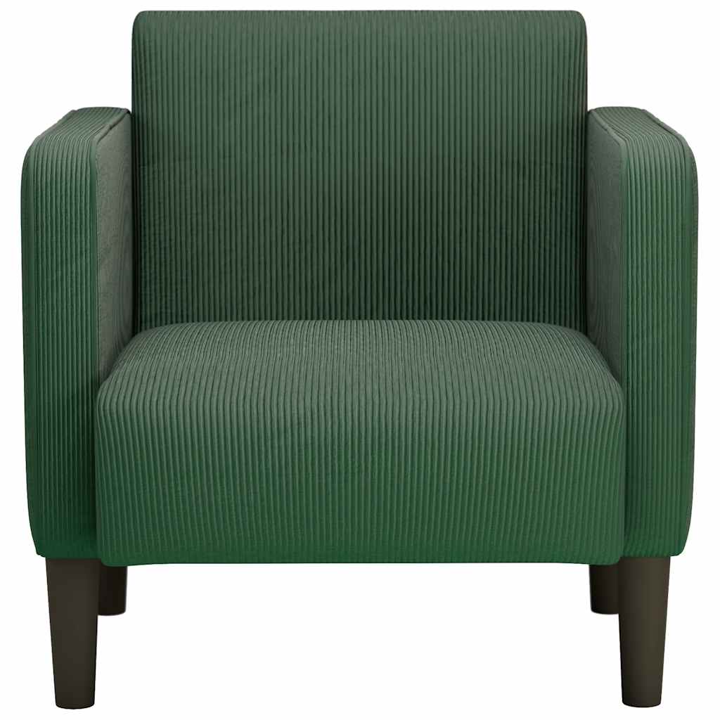 Fauteuil met armleuningen 54 cm corduroy stof jungle groen