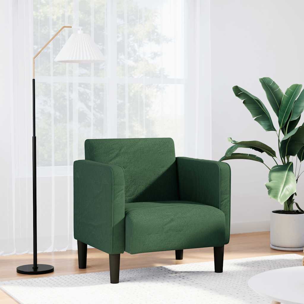 Fauteuil met armleuningen 54 cm corduroy stof jungle groen