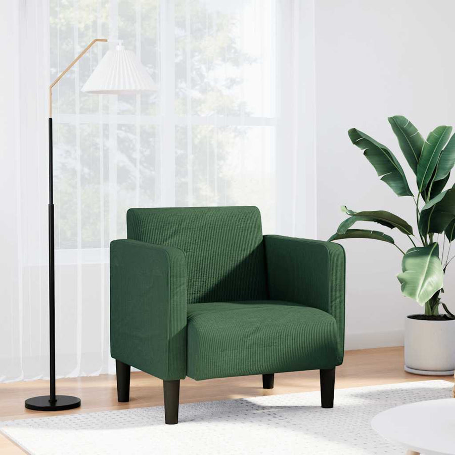 Fauteuil met armleuningen 54 cm corduroy stof jungle groen