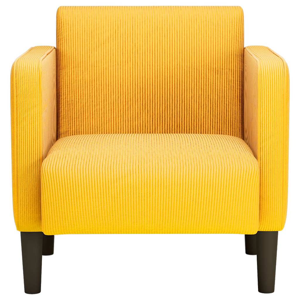 Fauteuil met armleuningen 54 cm corduroy stof lichtgeel