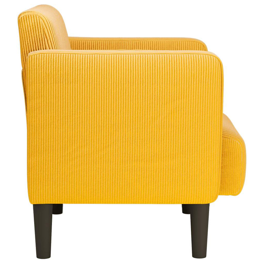 Fauteuil met armleuningen 54 cm corduroy stof lichtgeel