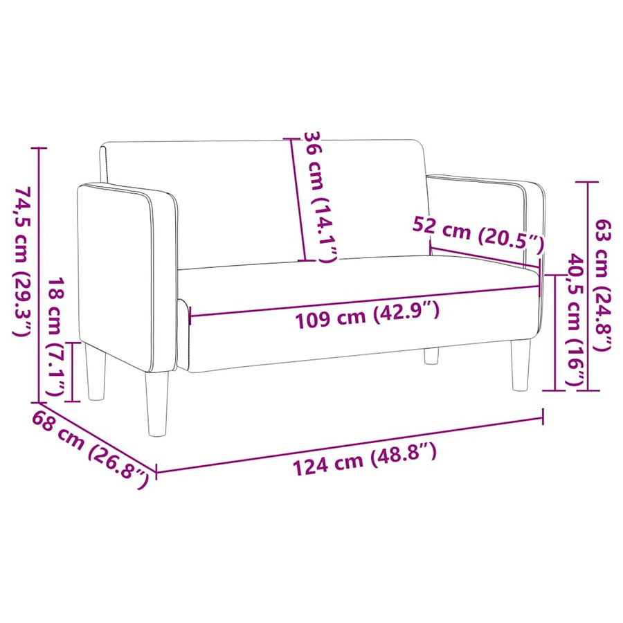 Loveseat bank 109 cm corduroy stof crèmekleurig