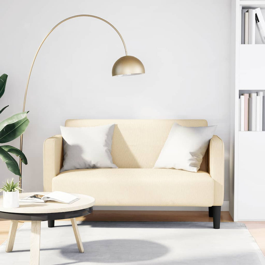 Loveseat bank 109 cm corduroy stof crèmekleurig
