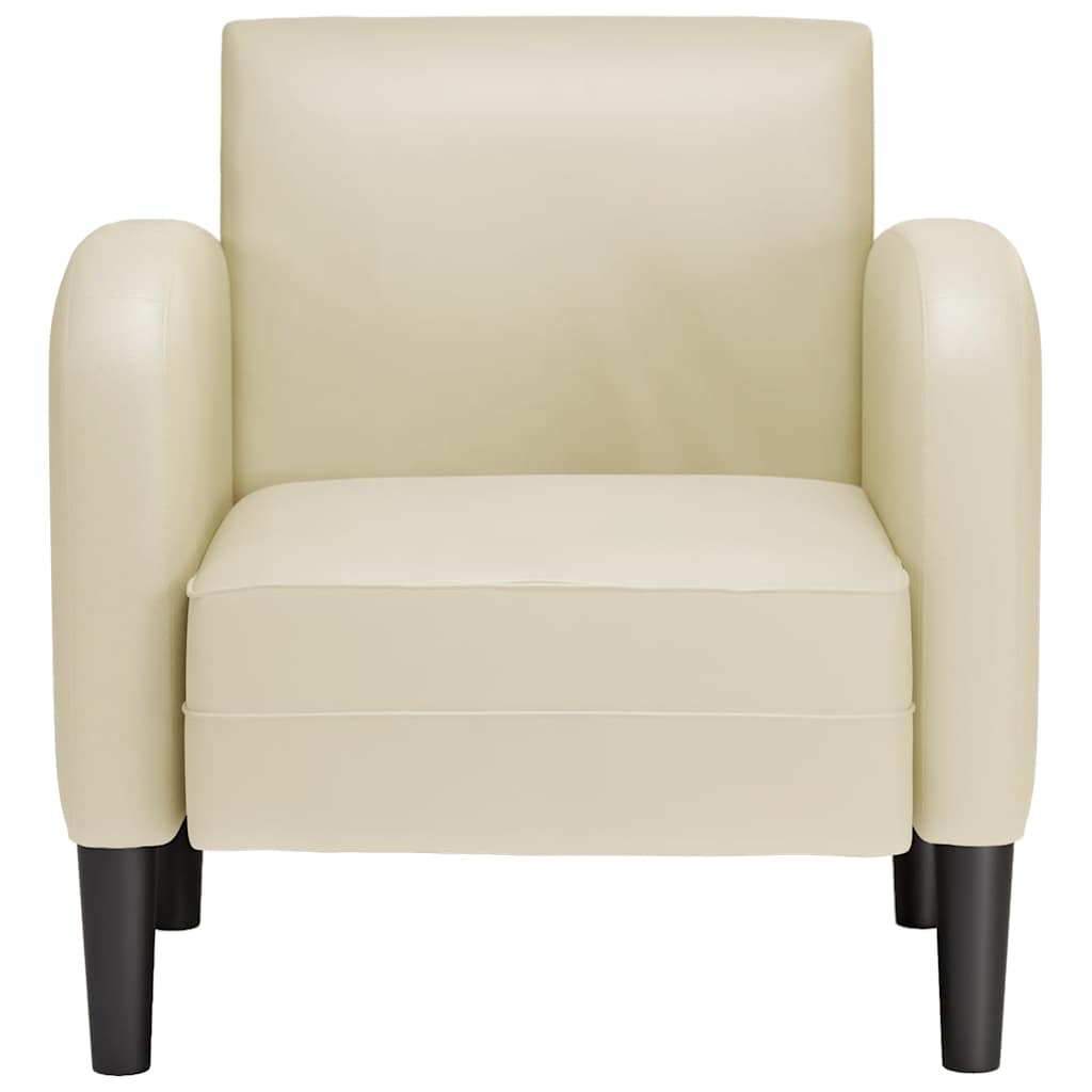 Fauteuil met armleuningen 54 cm kunstleer crèmekleurig