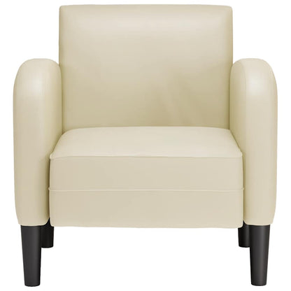 Fauteuil met armleuningen 54 cm kunstleer crèmekleurig
