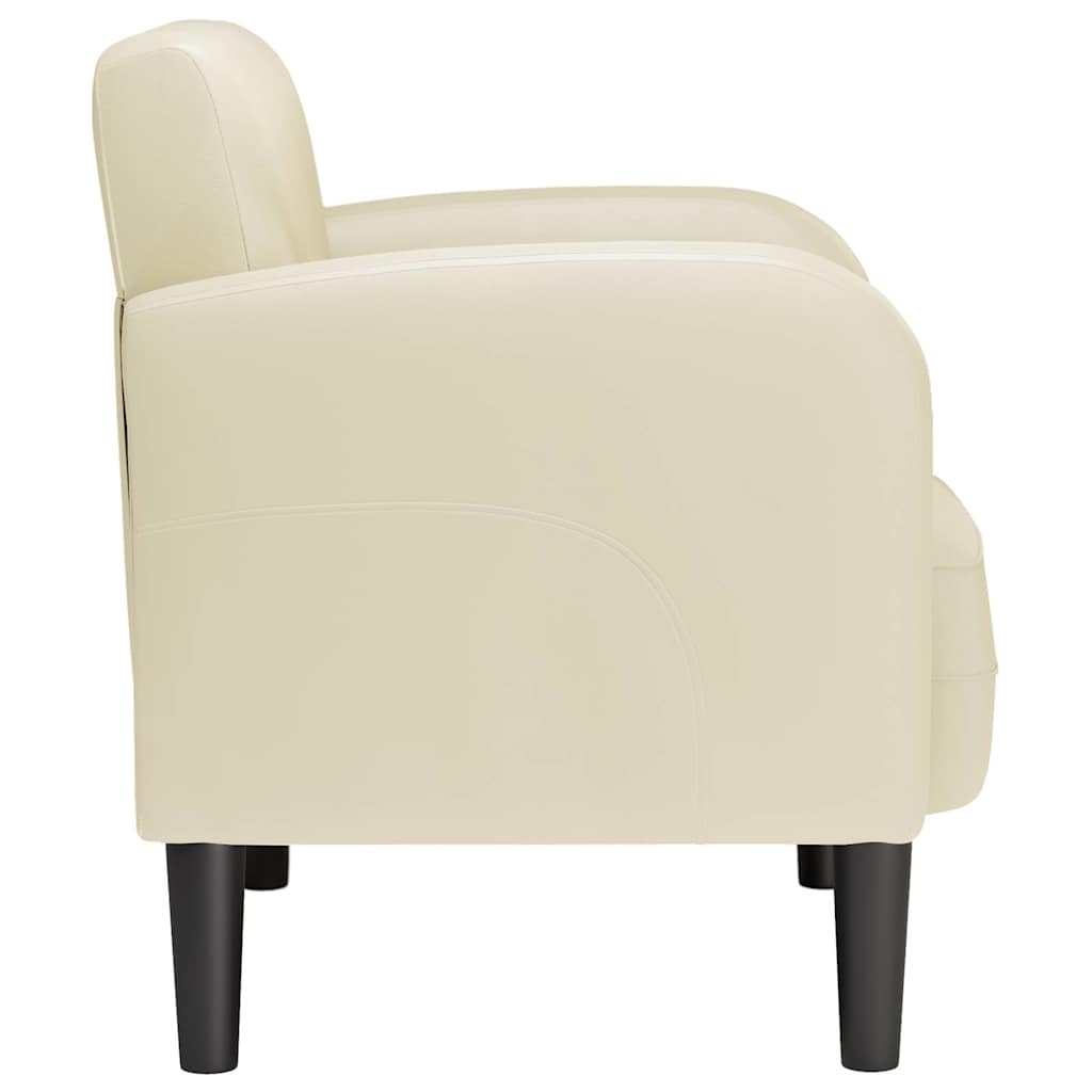 Fauteuil met armleuningen 54 cm kunstleer crèmekleurig