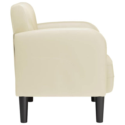 Fauteuil met armleuningen 54 cm kunstleer crèmekleurig