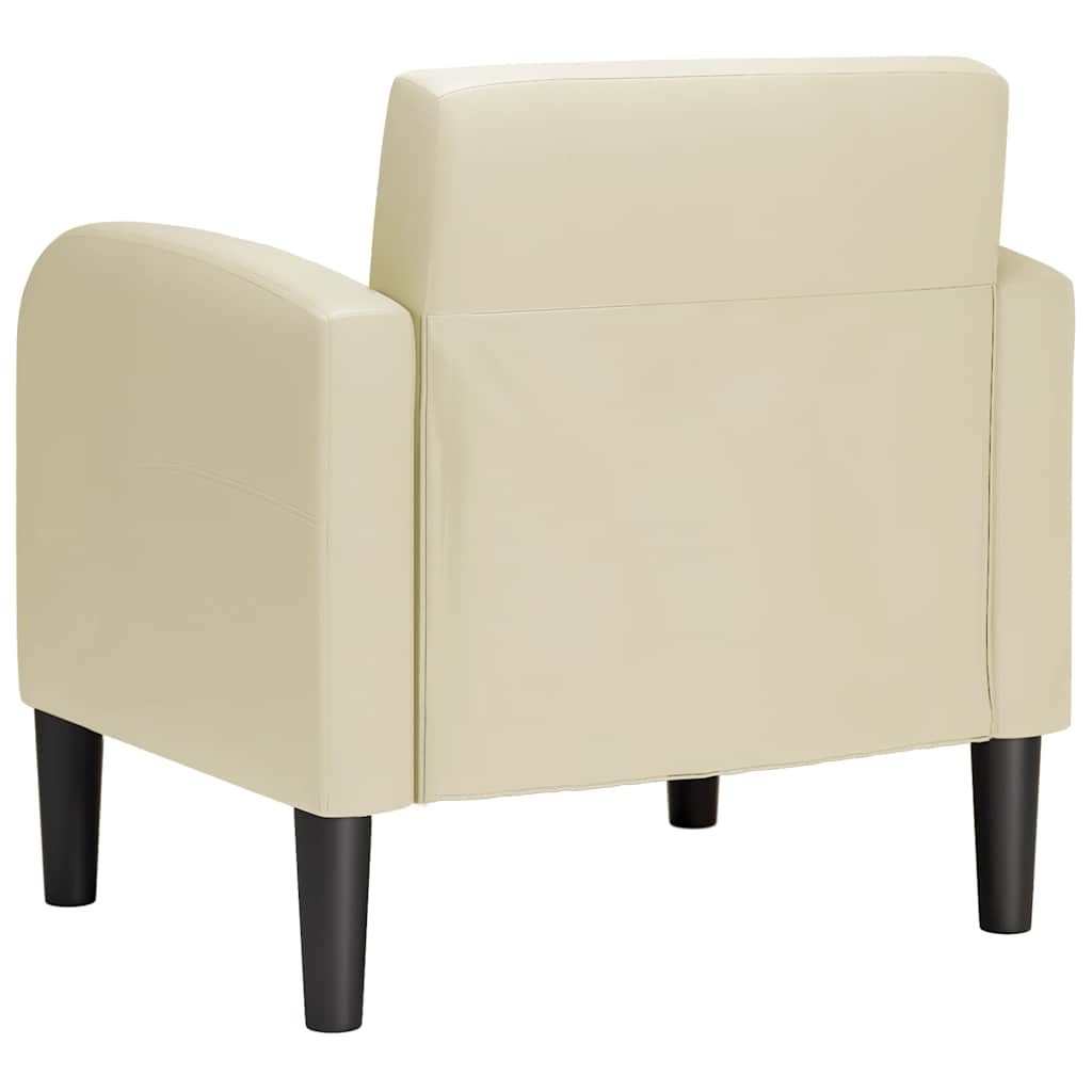 Fauteuil met armleuningen 54 cm kunstleer crèmekleurig