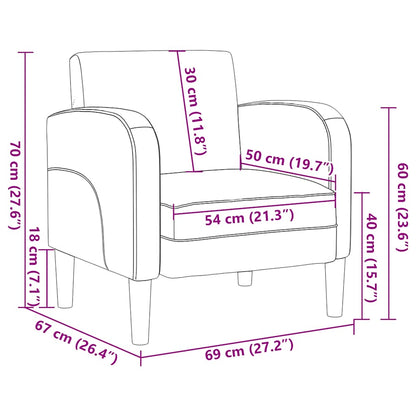 Fauteuil met armleuningen 54 cm kunstleer grijs