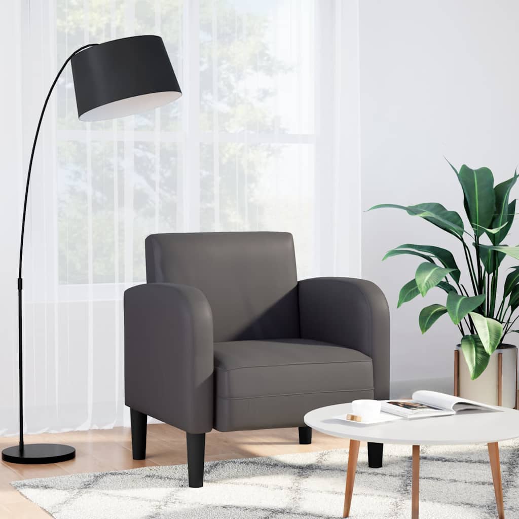 Fauteuil met armleuningen 54 cm kunstleer grijs