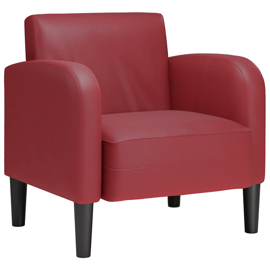 Fauteuil met armleuningen 54 cm kunstleer wijnrood