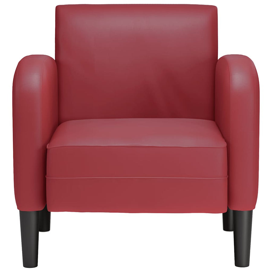 Fauteuil met armleuningen 54 cm kunstleer wijnrood