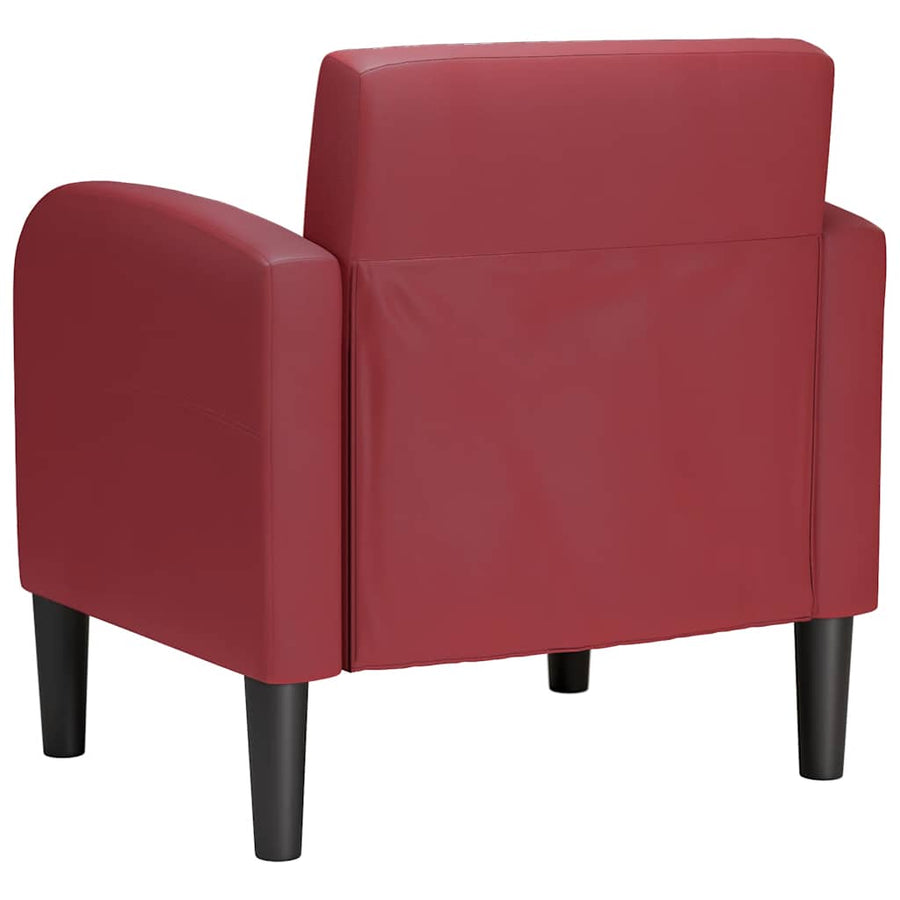 Fauteuil met armleuningen 54 cm kunstleer wijnrood