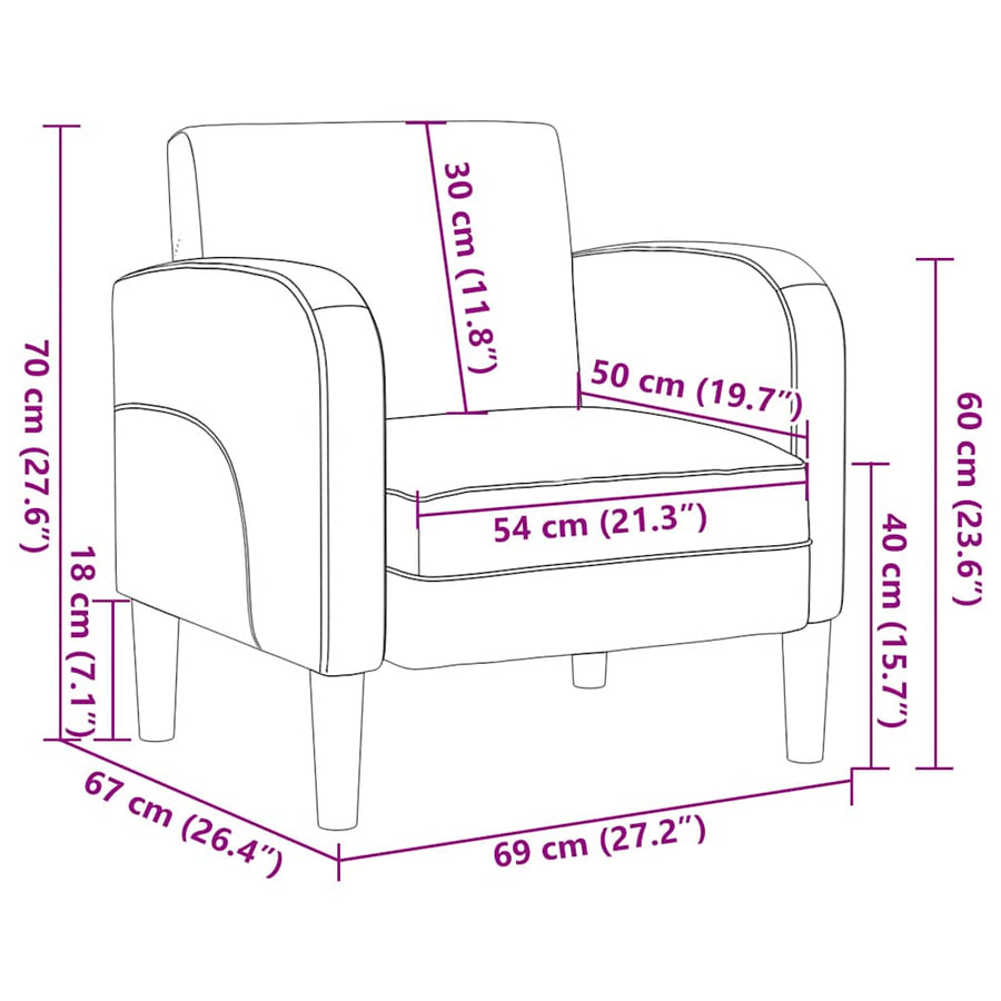 Fauteuil met armleuningen 54 cm kunstleer wijnrood