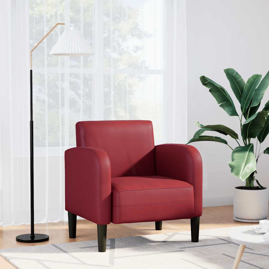 Fauteuil met armleuningen 54 cm kunstleer wijnrood