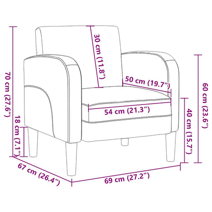 Fauteuil met armleuningen Cappuccino 54 cm kunstleer