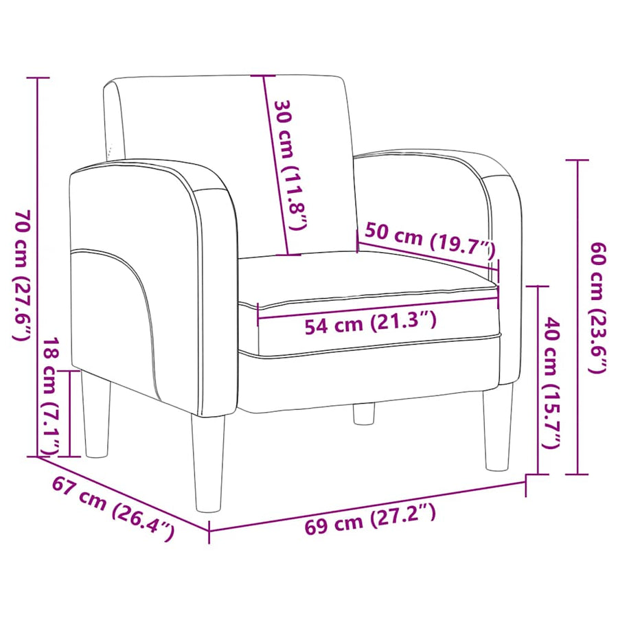 Fauteuil met armleuningen Cappuccino 54 cm kunstleer