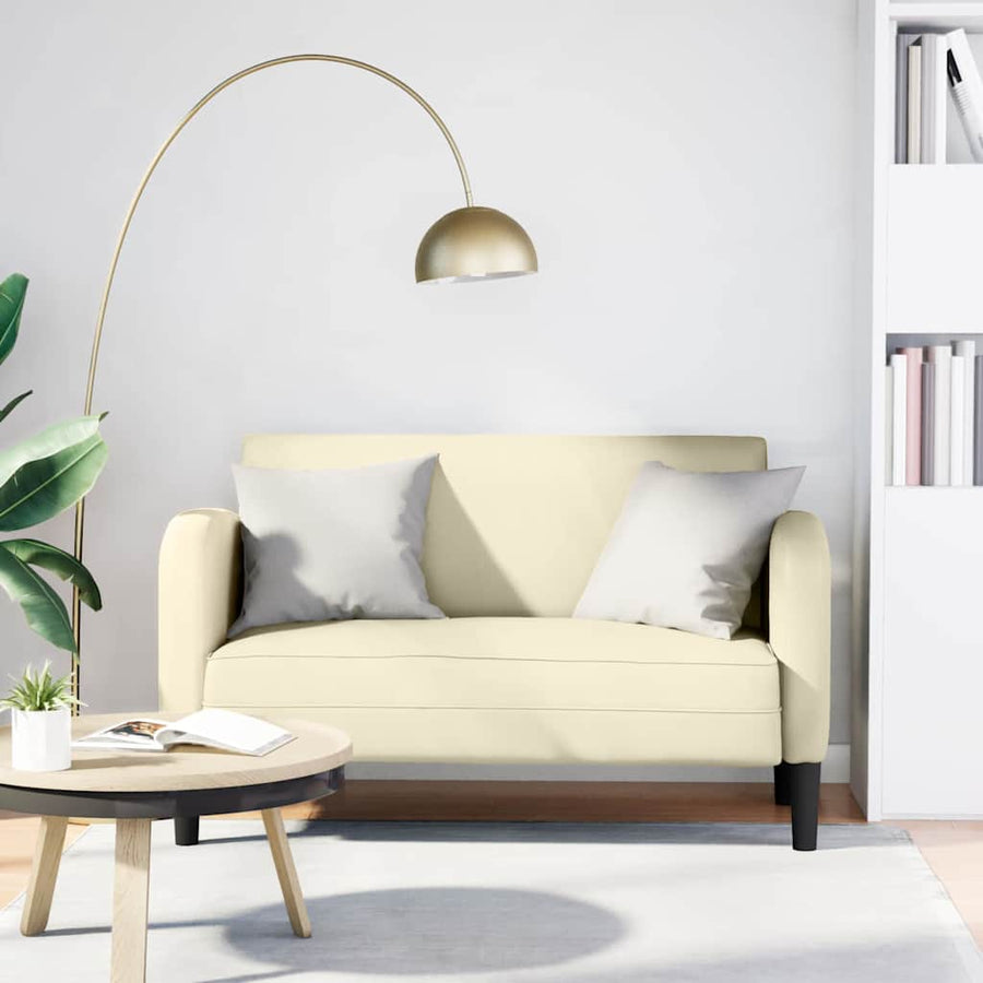 Loveseat bank 110 cm kunstleer crèmekleurig