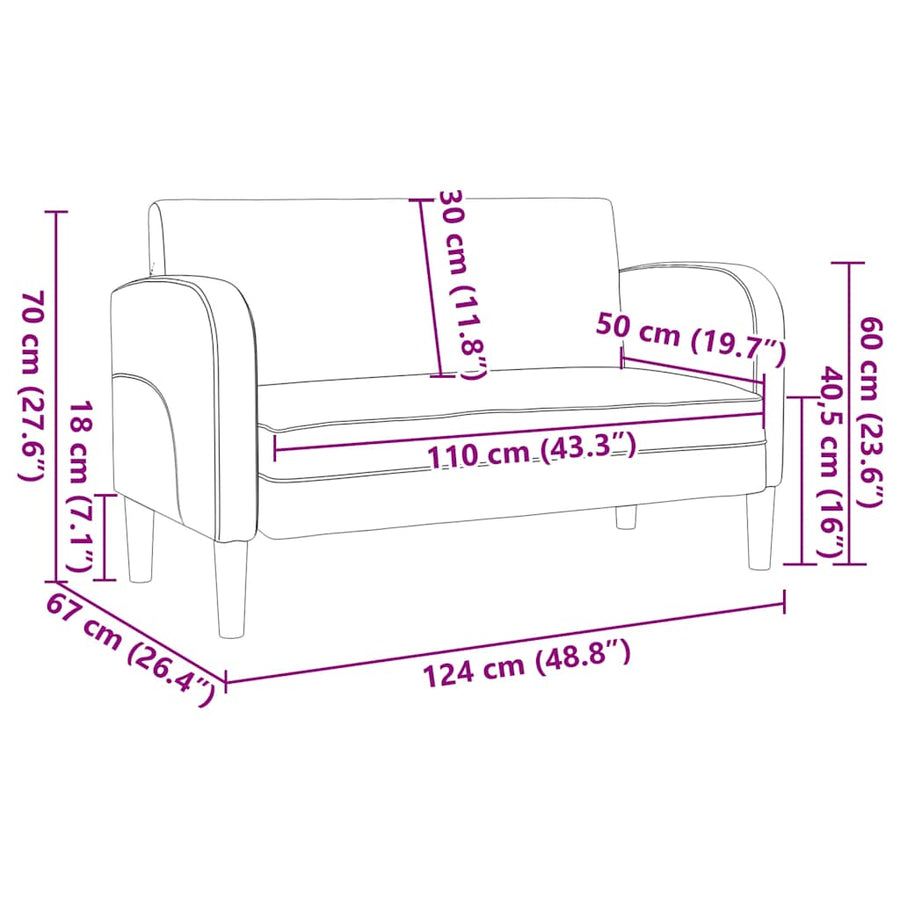 Loveseat bank 110 cm kunstleer grijs