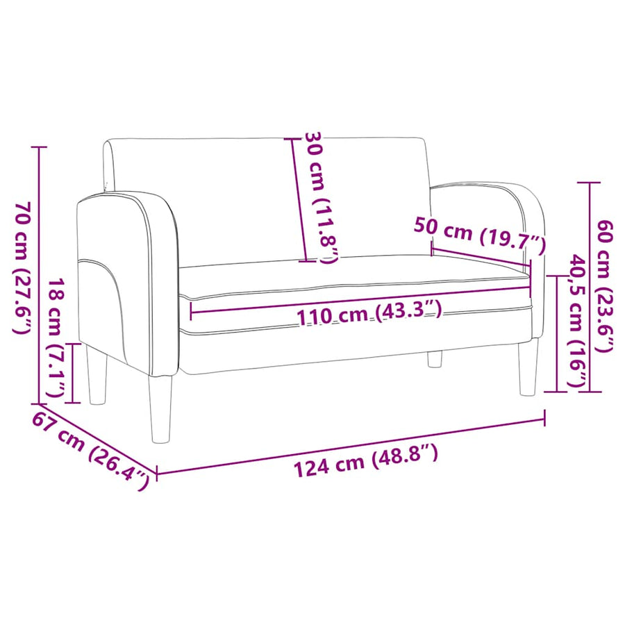 Loveseat bank 110 cm kunstleer wijnrood