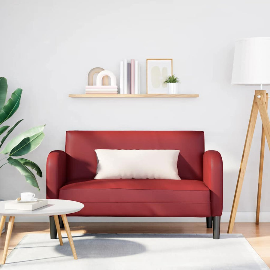 Loveseat bank 110 cm kunstleer wijnrood