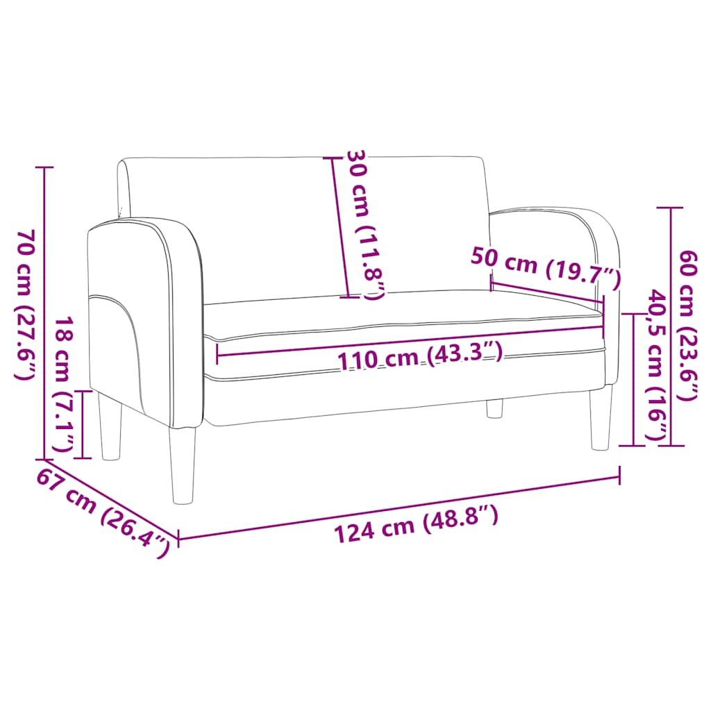 Loveseat bank 110 cm kunstleer donkergrijs