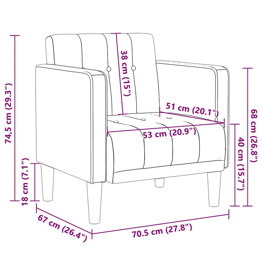 Fauteuil met armleuningen Zwart 53 cm Stof
