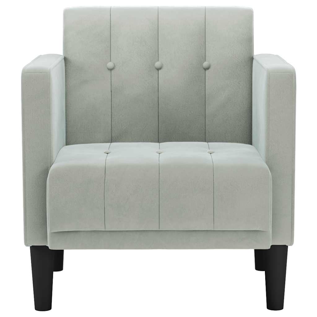 Fauteuil met armleuningen Lichtgrijs 53 cm Fluweel