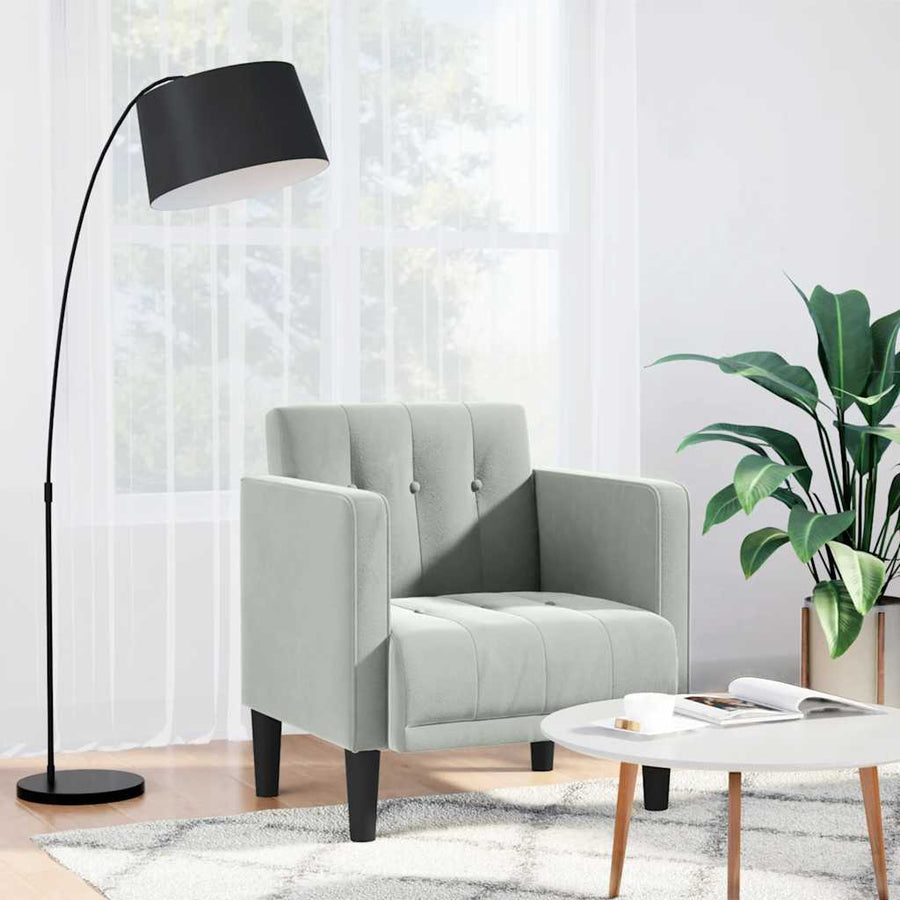 Fauteuil met armleuningen Lichtgrijs 53 cm Fluweel