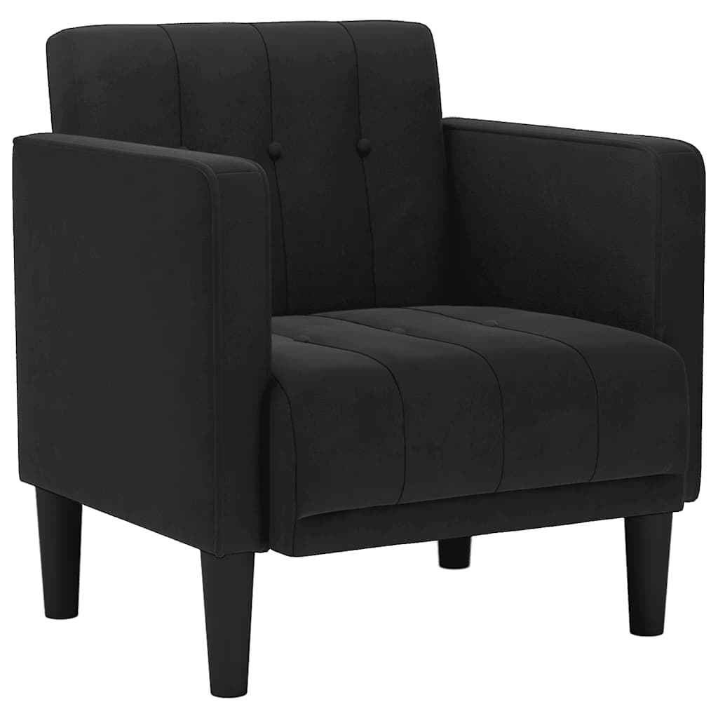 Fauteuil met armleuningen zwart 53 cm fluweel