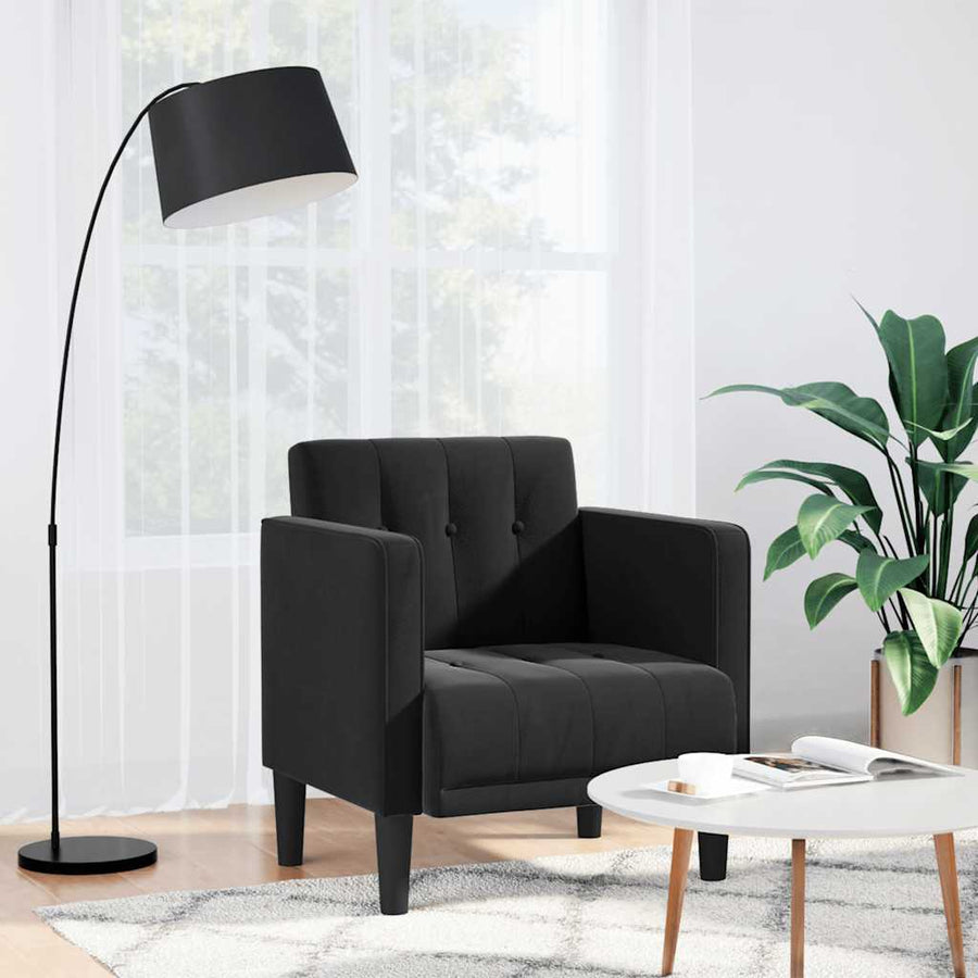 Fauteuil met armleuningen zwart 53 cm fluweel