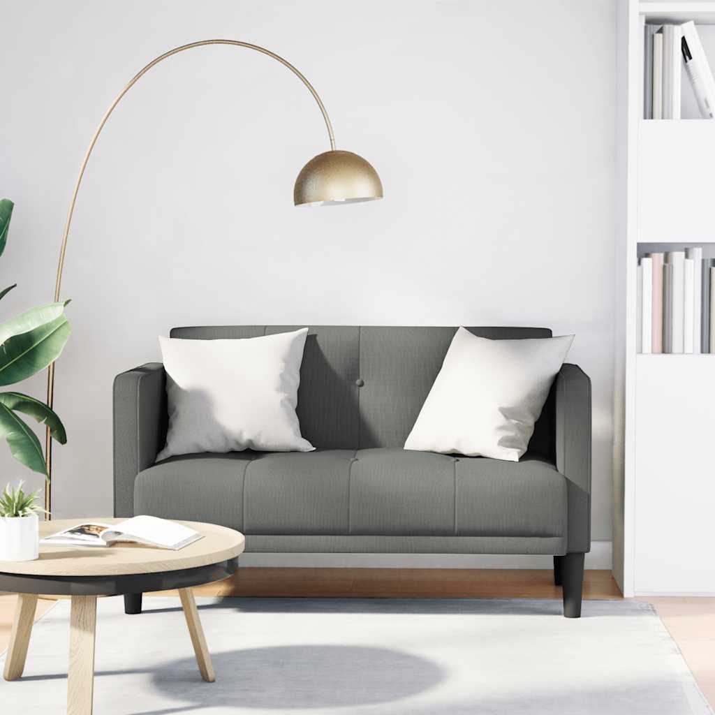 Loveseat Bank Donkergrijs 111 cm Stof