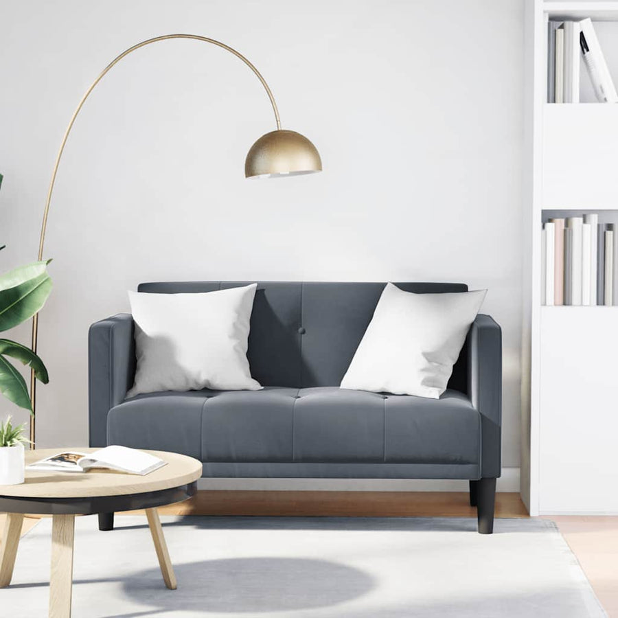 Loveseat bank donkergrijs 111 cm fluweel