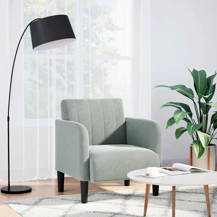 Fauteuil Met Armleuningen 54 Cm Fluweel Lichtgrijs