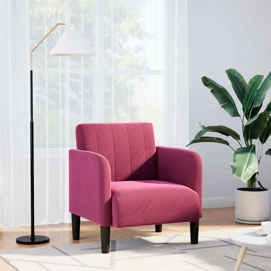 Fauteuil Met Armleuningen 54 Cm Fluweelrood Wijnrood